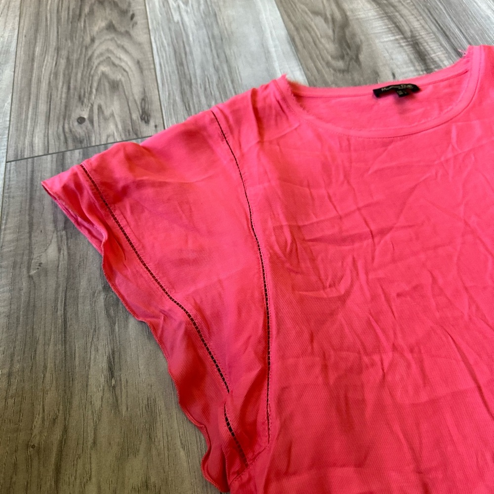 Massimo Dutti Flutter Short Sleeved Top Cotton Re… - image 3